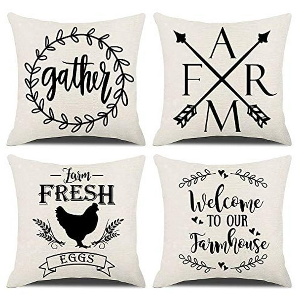 KACOPOL Farmhouse Buffalo Check Plaid Pillow Covers Home Sweet Home Rustic Quotes Throw Pillow Case Cushion Cover for Fall Home Decor Black and White 18 x 18 Set of 4 Farm & Home KACOPOL Farmhouse Buffalo Check Plaid Pillow Covers Home Sweet Home Rustic Quotes Throw Pillow Case Cushion Cover for Fall Home Decor Black and White 18 x 18 Set of 4 Farm & Home